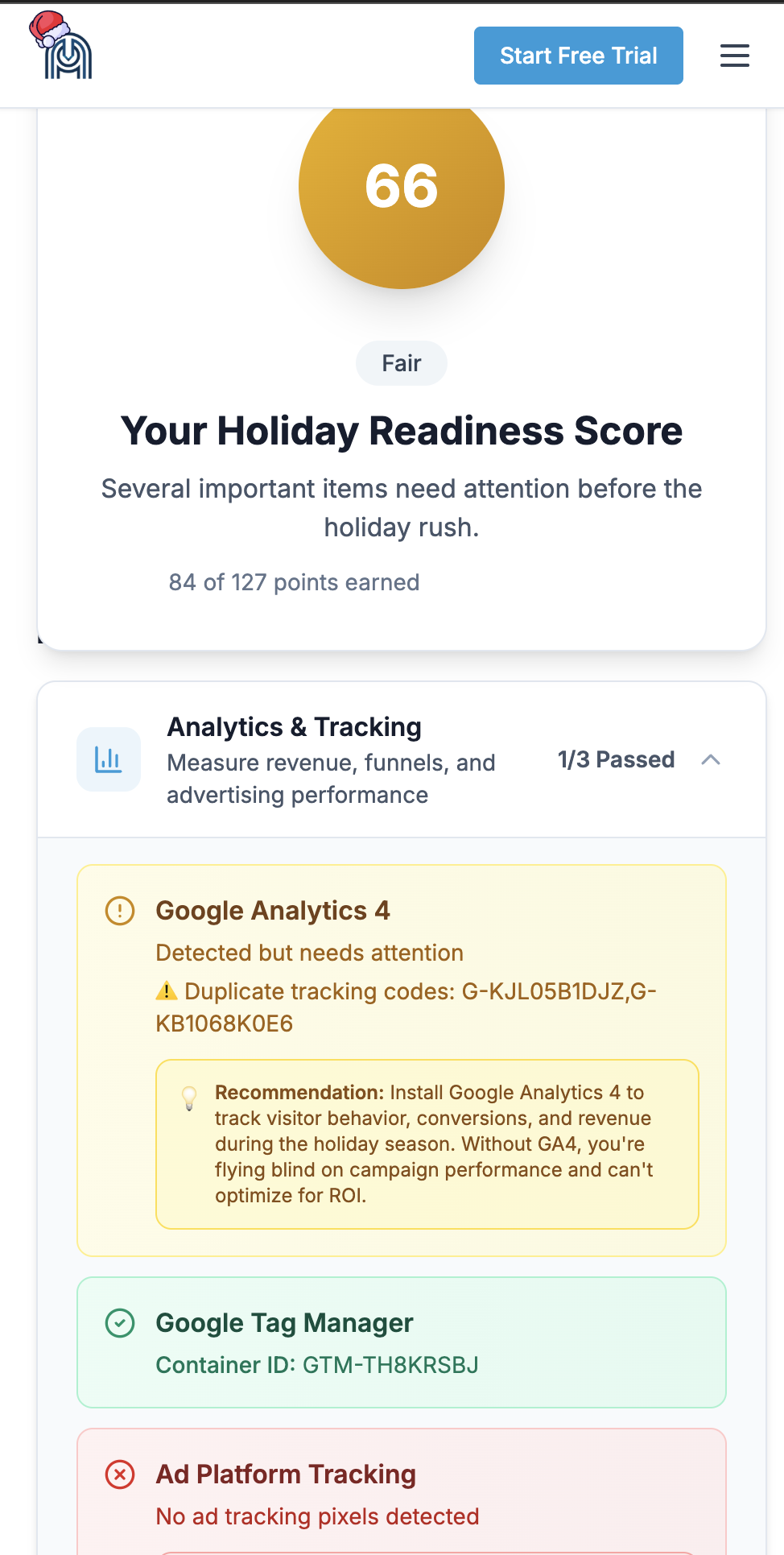 Shopify Tracking Scanner results